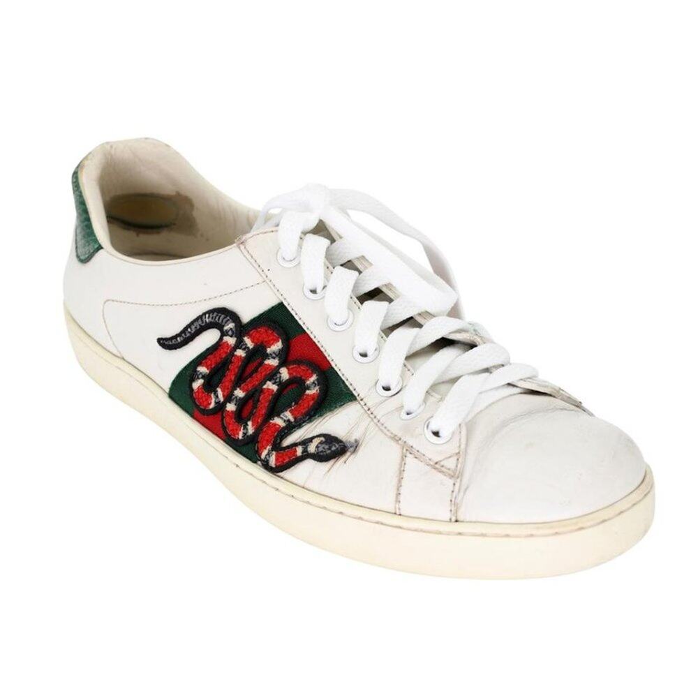 Gucci Ace Snake Embroidered 8.5 Leather Low-top Men's Sneakers GG-S0805P-0008 - Picture 7 of 12